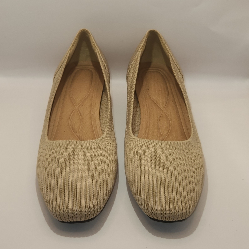 Chic Beige Women's Knit Kitten Heels Size 36